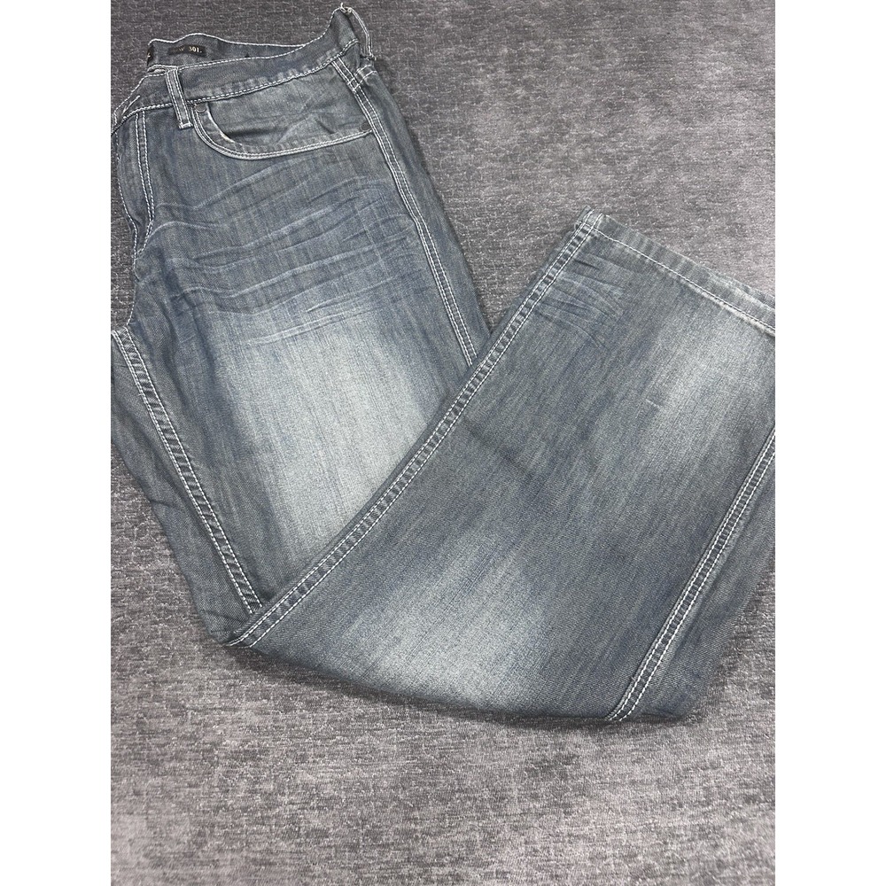 Helix Slim Bootcut Jeans Mens 34 x 30 Y2K Distressed Denim